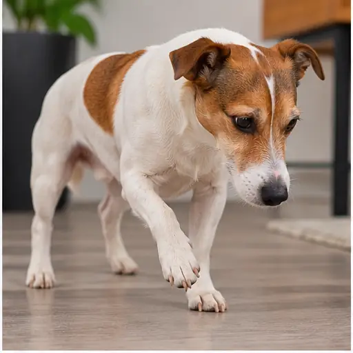 Cachorro caminhando com dificuldade
