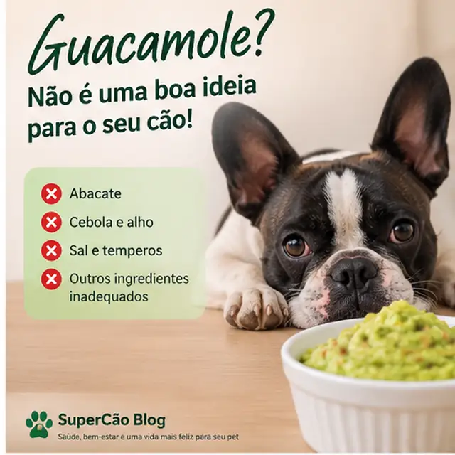 Cachorro próximo de guacamole e abacate