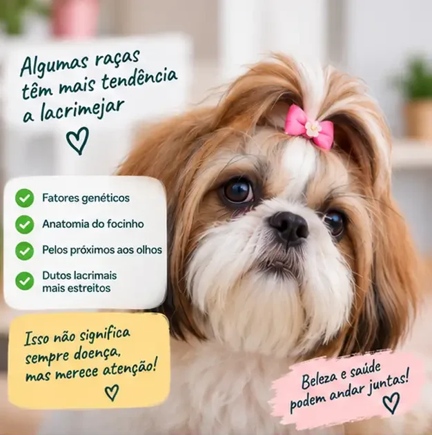 Cachorro apresentando sinais de lacrimejamento ocular
