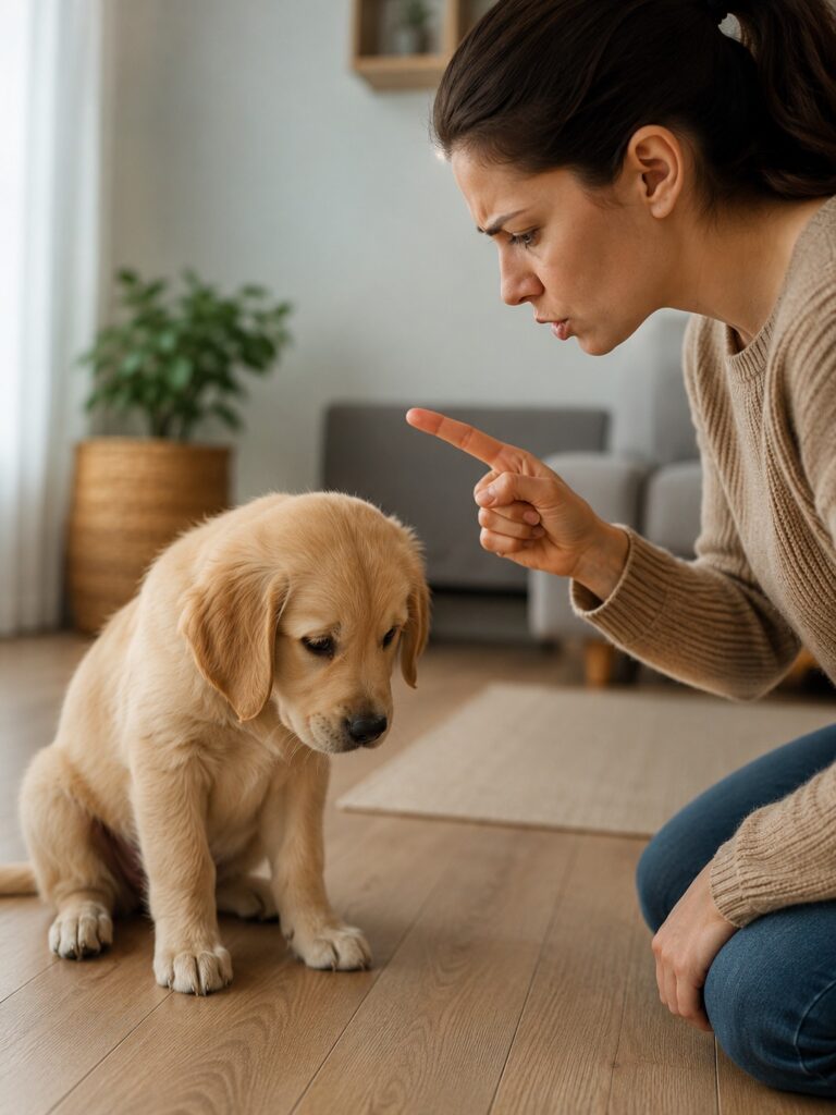 Cachorro em ambiente doméstico durante o aprendizado para fazer xixi no local correto