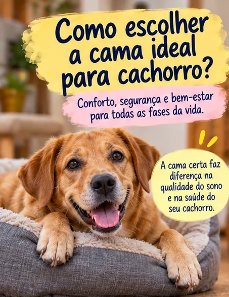 Cachorro deitado em uma cama e orientações sobre como escolher a cama ideal para cachorro