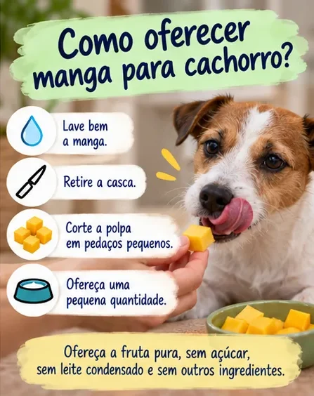 Como oferecer manga para cachorro com segurança, sem casca, sem caroço e em pequenos pedaços