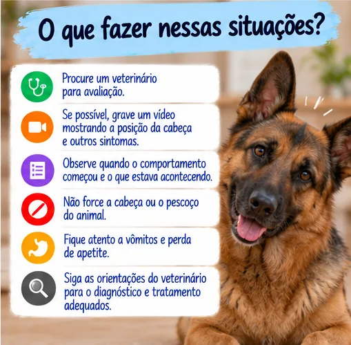 Orientações sobre o que fazer quando o cachorro permanece com a cabeça inclinada e quando procurar avaliação veterinária