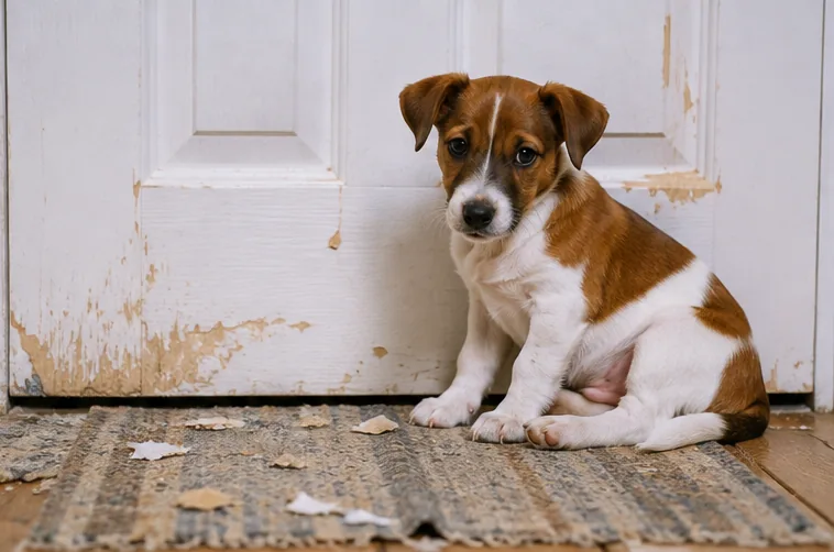 Filhote de cachorro sozinho em casa