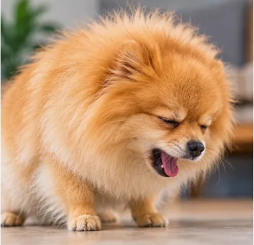 Cachorro apresentando tosse com ânsia